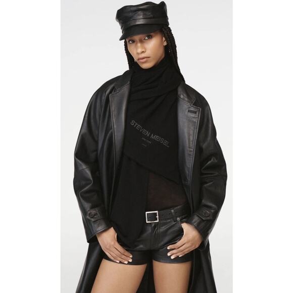 NWT Zara x Steven Meisel Black Real Leather Oversized Trench Coat Small - Picture 4 of 16